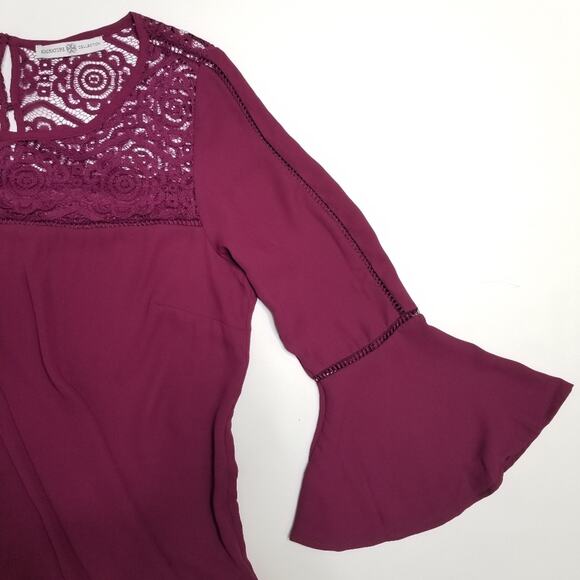 Signature Collection Bell Sleeve Blouse Purple Medium - Picture 4 of 5